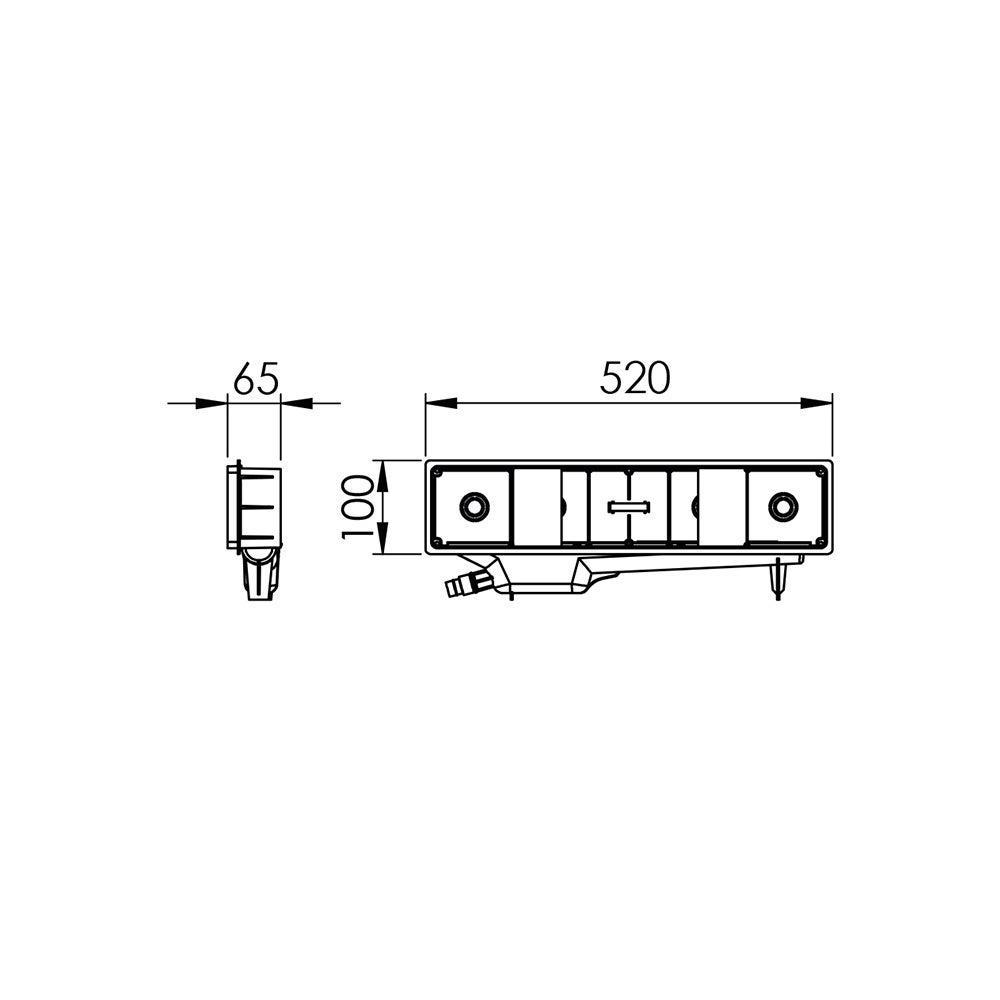 disegno tecnico canalina predisposizione sifone Tecnosystemi con misure in centimetri
