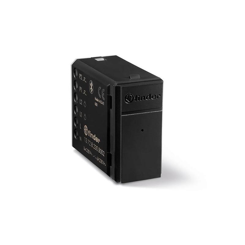 Rele multifunzione connesso Bluetooth a 2 canali da frutto FINDER YESLI tipo 13.72, colore nero, FIN 13728230B002.