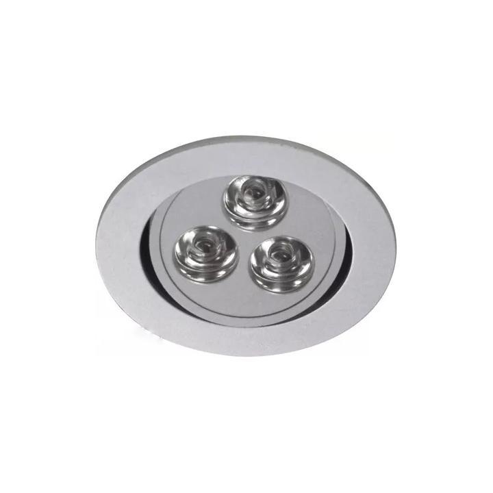 Faretto downlight a 3 luci LED incluse LEDS C4 LEDIO, 3x1W, color argento.