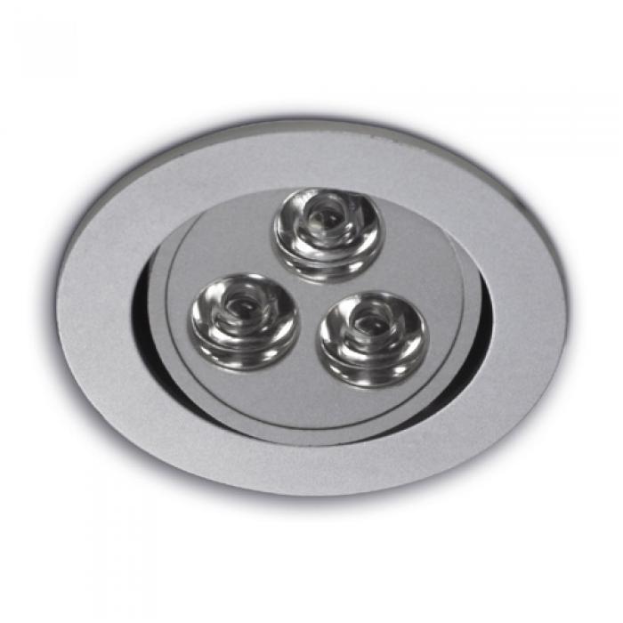 Faretto Downlight a 3 luci LED incluse LEDS C4 LEDIO, orientabile, color argento 9W, luce bianca calda.