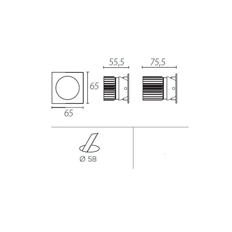 Placca per faretto ad incasso LEDS C4 PLAY MARCO CUADRADO, grigio, faretto non incluso.