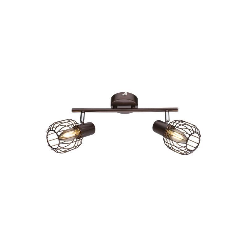 Faretto a due luci GLOBO ANAKIN, lampadine NON incluse, color bronzo, cromo, marrone