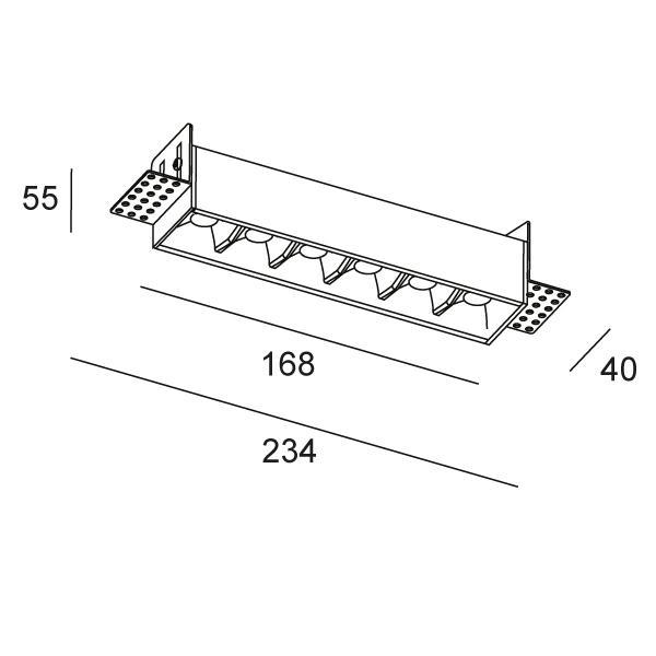 Faretto da incasso LEDS C4 BENTO STANDARD, 6 luci LED, trimless 12, 12W, LED 90-6170-14-14.