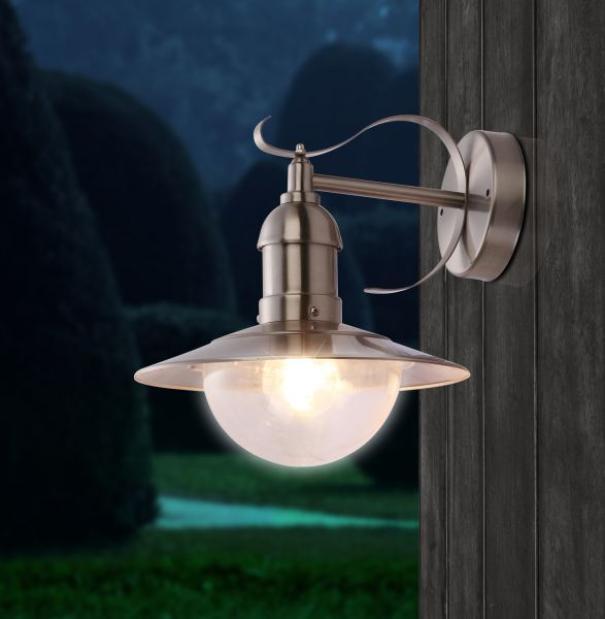 Lampada lampioncino a parete da esterno GLOBO MIXED, in acciaio inox, lampadina NON inclusa