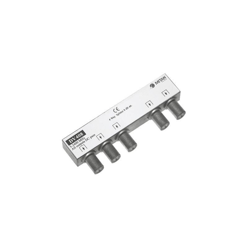 Divisore segnale TV e satellite MITAN DV408 SERIE MICRO, 4 uscite, -10dB