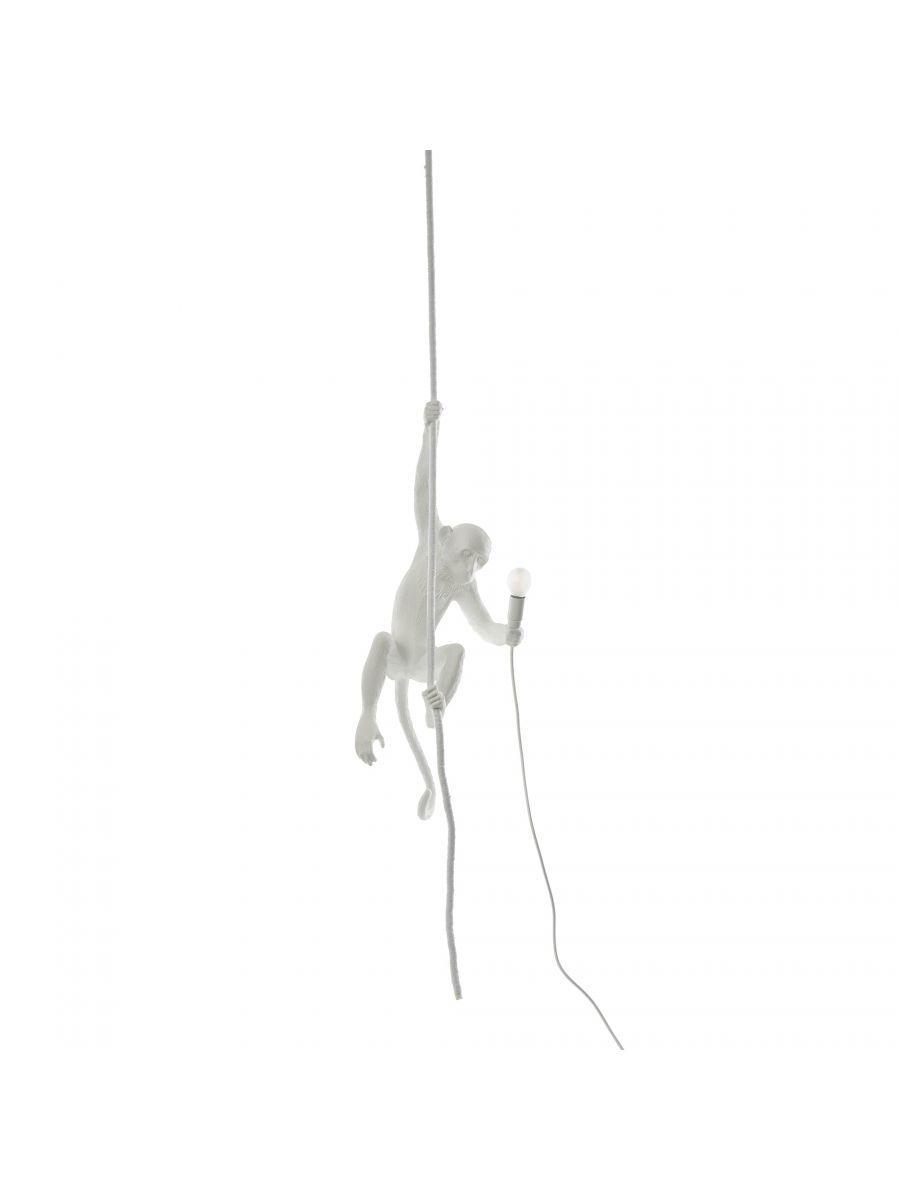 Lampada LED di design SELETTI MONKEY LAMP, versione da soffitto, in resina bianca, 37x25 h76,5 cm, SLT 14883.