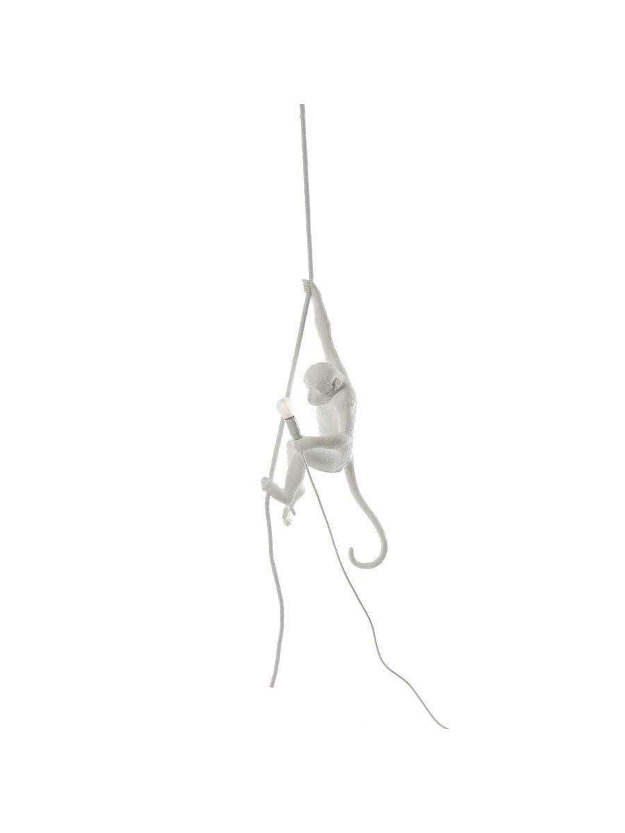 Lampada LED di design SELETTI MONKEY LAMP, versione da soffitto, in resina bianca, 37x25 h76,5 cm, SLT 14883.