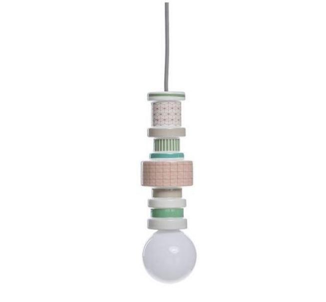 Lampadario a sospensione o appoggio SELETTI MORESQUE, u00f8 8 cm, h 20 cm, in porcellana, motivo a quadretti, SLT 07095