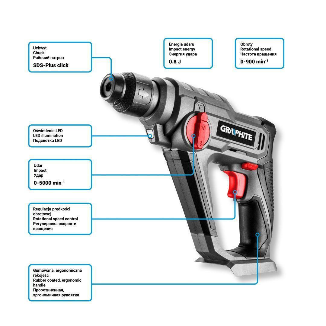 Tassellatore Trapano a impatto GRAPHITE, batteria Energy+ 18V NON INCLUSA