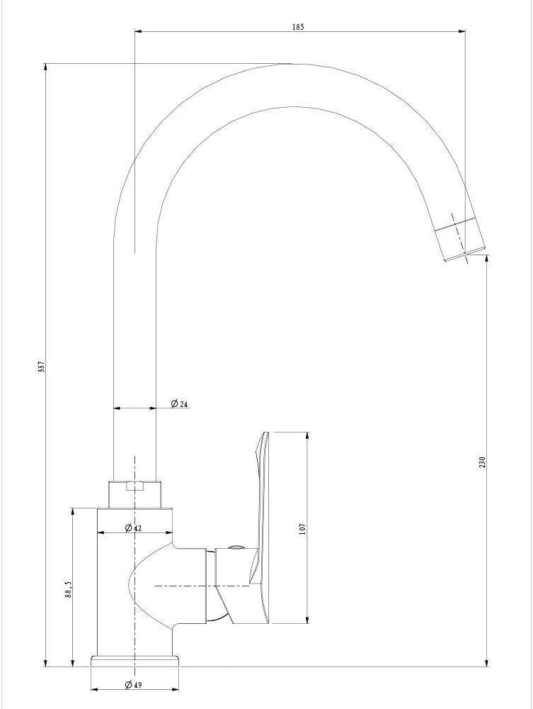 Rubinetto miscelatore per lavello lavandino cucina IDRO-BRIC SERIE ONE, a bocca alta, cromato.