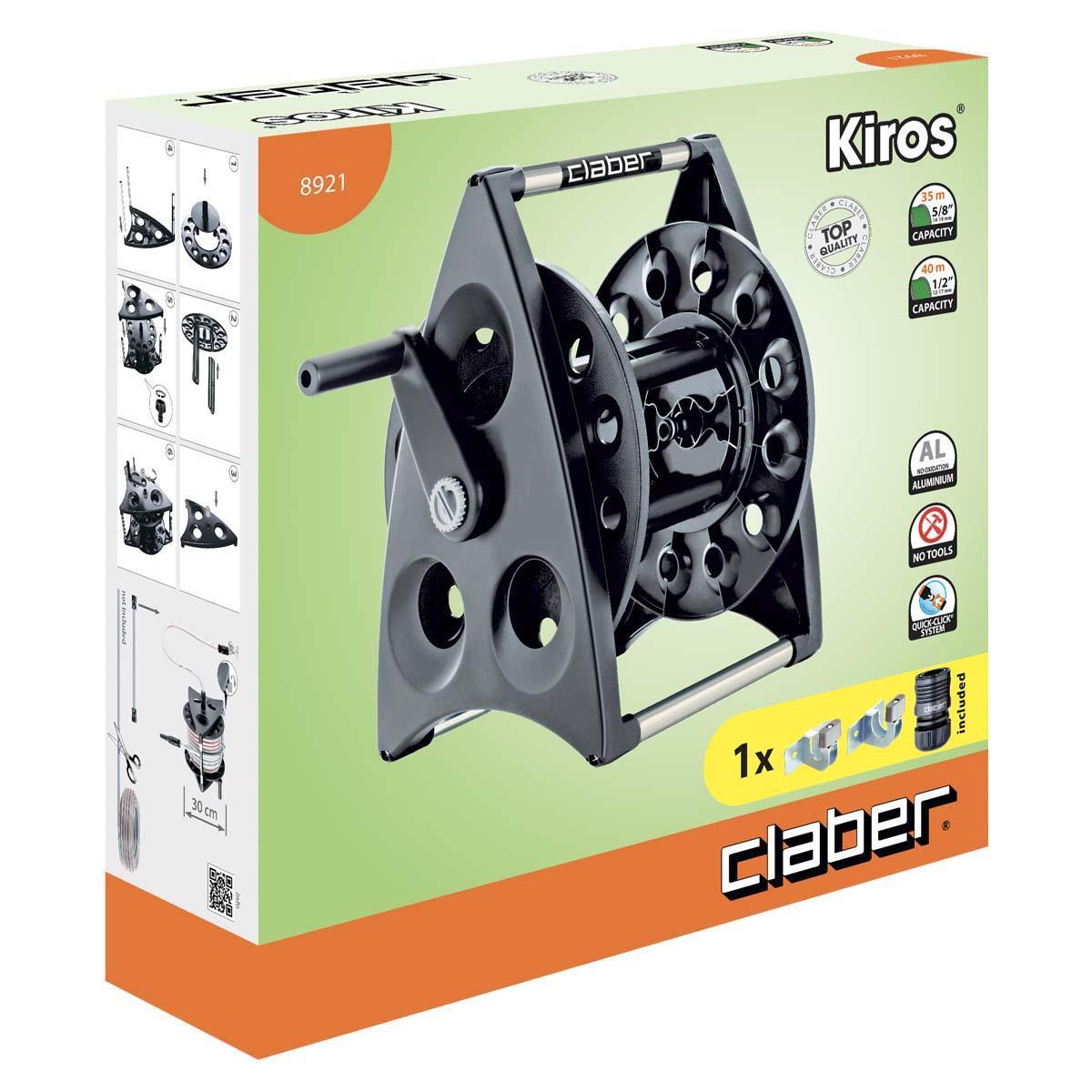Avvolgitubo per tubo giardino CLABER KIROS, max 40 mt 1/2, cod 8921, a parete, FRS 202510