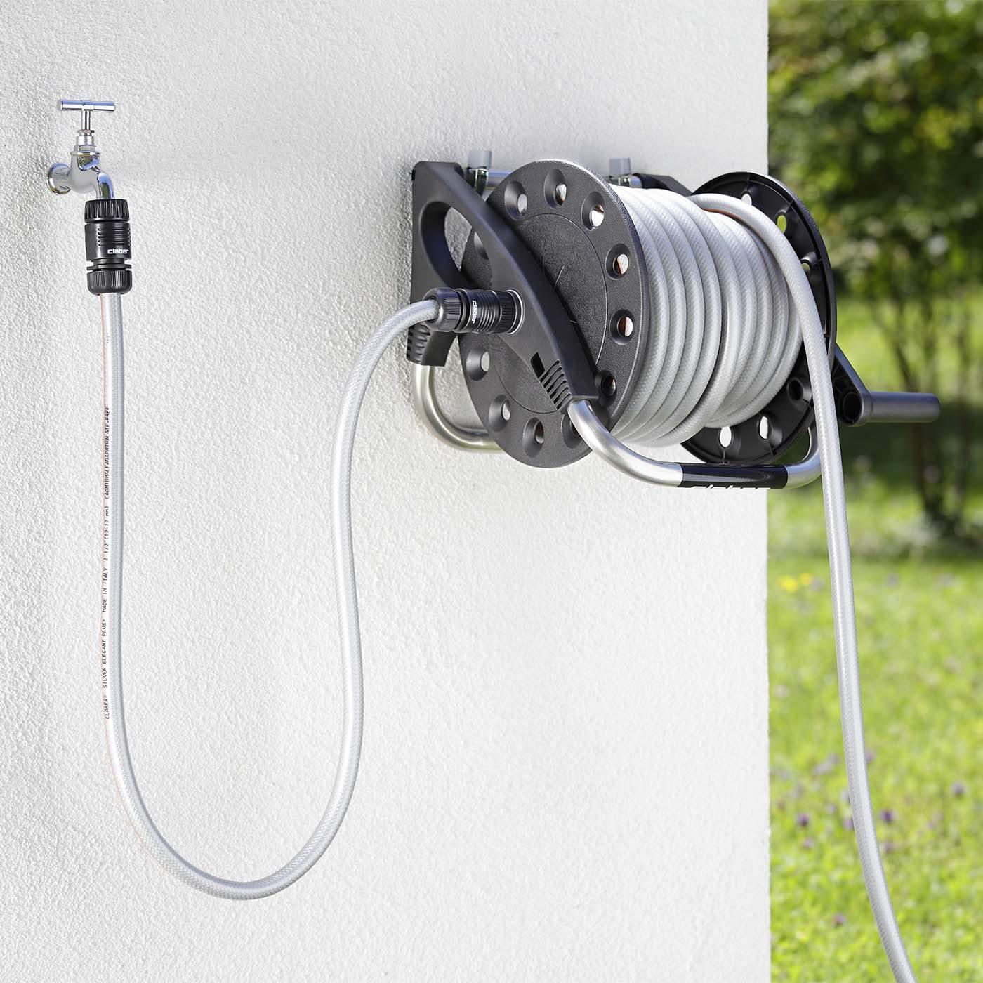 Kit Avvolgitubo + tubo giardino CLABER AQUAPONY, da parete o appoggio, compatto, tubo 15 m da 1/2 incluso
