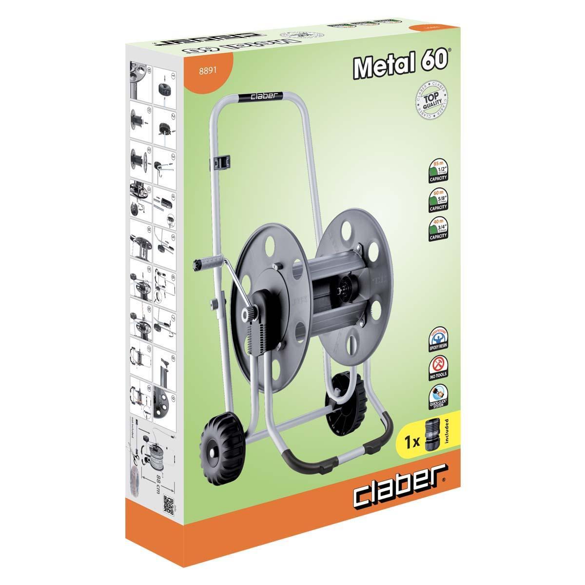 Avvolgitubo per tubo giardino CLABER METAL 60, fino a 85 metri