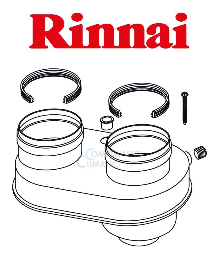 Sdoppiatore aria fumi RINNAI da u00d860/100 mm a u00d880/80 mm, con raccogli condensa