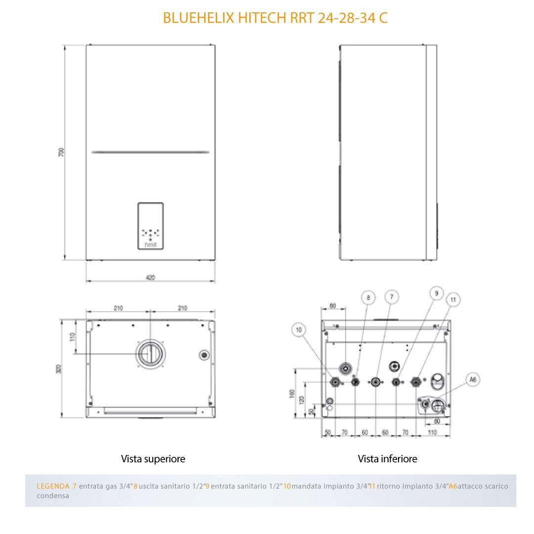 Caldaia murale a condensazione BLUEHELIX HITECH RRT 24 C 24 kW Ferroli 0T4B2AWA