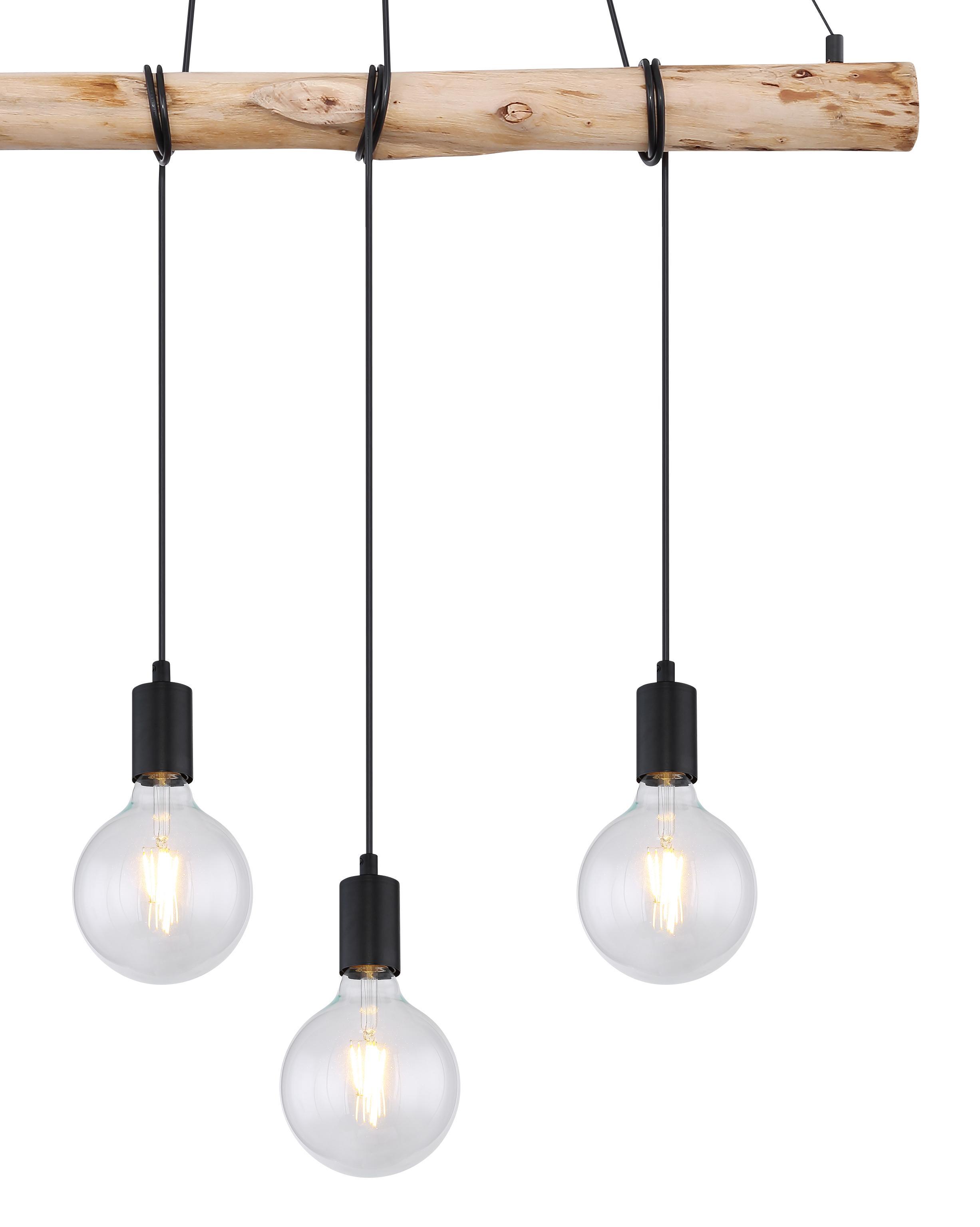 Lampada a Sospensione in Legno e Metallo nero opaco Auston 4 x E27 Globo Lighting 15439-4