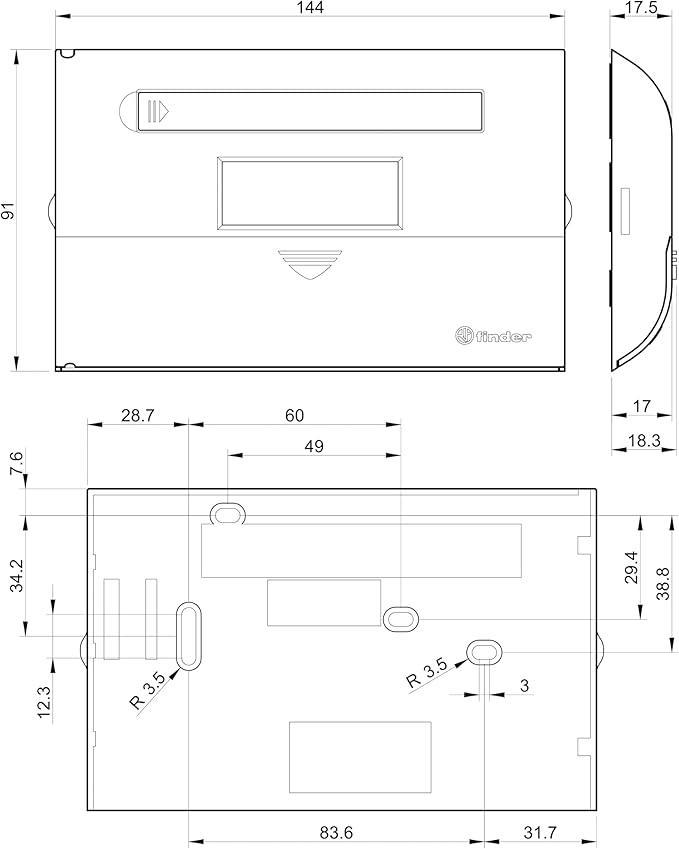 Cronotermostato giornaliero touch slide da parete bianco Finder 1C6190030101