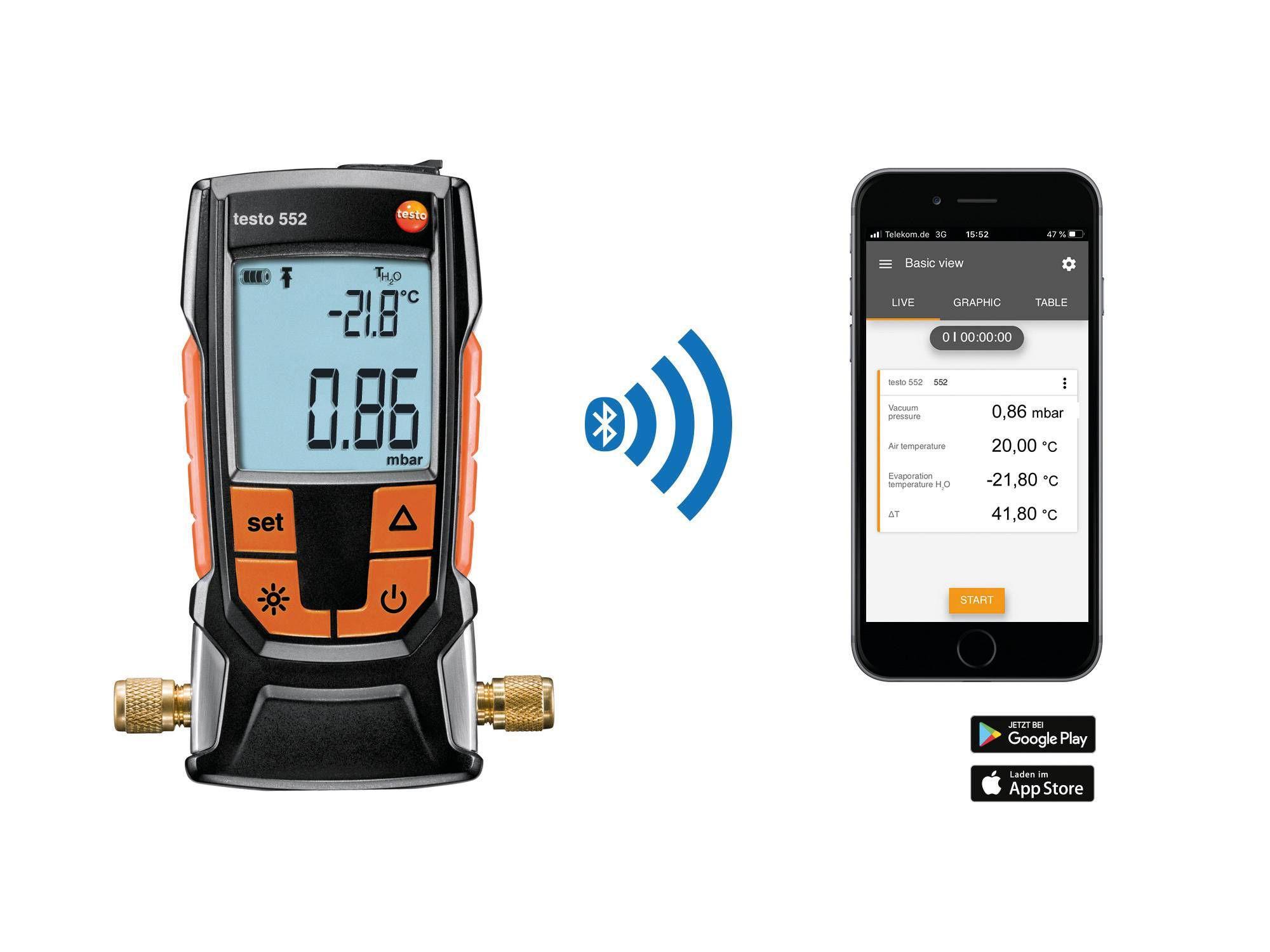 Testo 552 Vacuometro digitale con  Bluetooth Testo 0560 5522