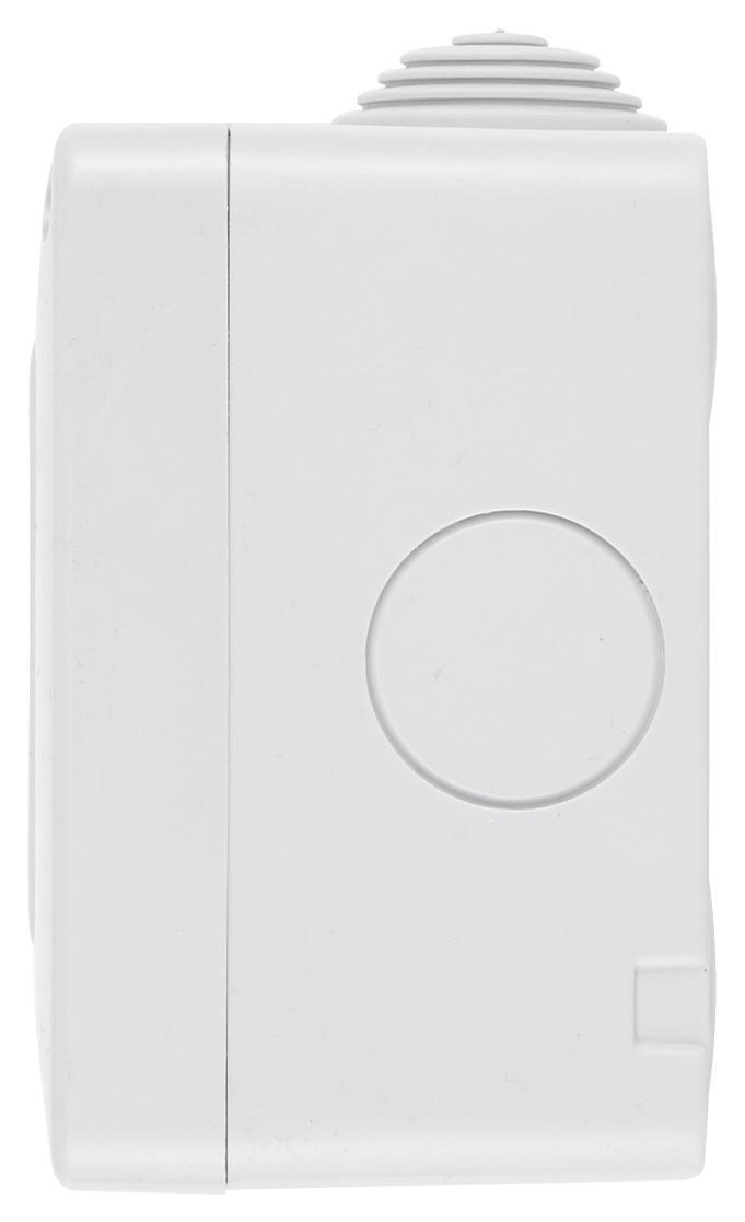 Contenitore stagna IP40 da parete 1 modulo Vimar vista laterale destra con dettaglio ingressi