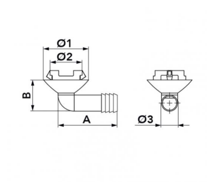disegno tecnico pipetta raccolta condensa con quote dimensionali
