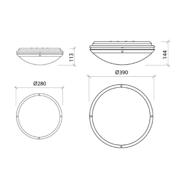 Plafoniera LED da parete o soffitto Mareco IRIS nera con diffusore bianco u00d8280 mm