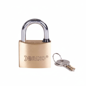 Lucchetto rettangolare in ottone 30 mm con arco in acciaio temperato nichelato doppia chiusura  271410