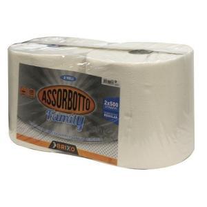 ﻿carta asciugamani in pura cellulosa 2 veli 2×500 strappi rotoli da 112 m assorbotto family  002060