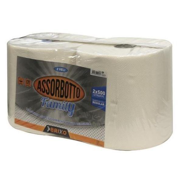 Confezione carta asciugamani a rotolo 2 veli Fraschetti Brixo 2x500 strappi