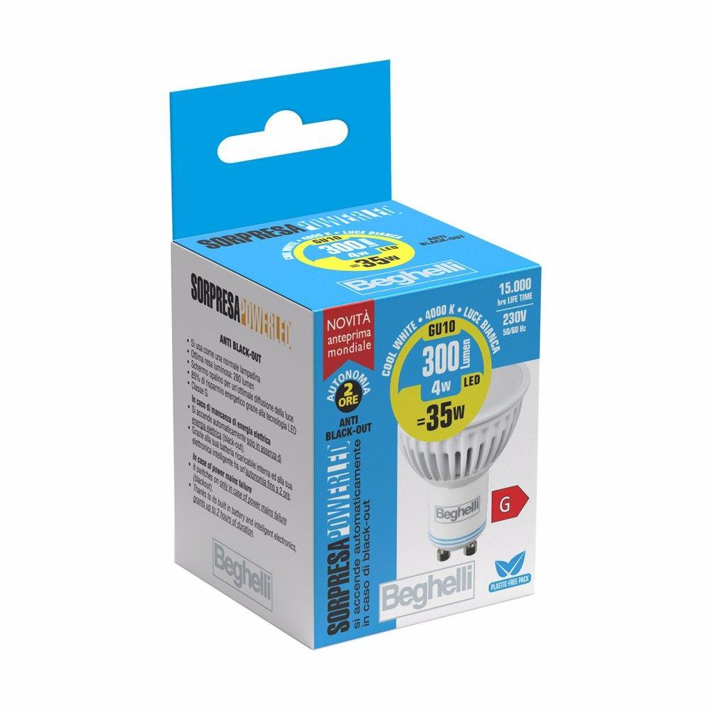 Lampadina LED 4W 230V GU10 4000K luce naturale SorpresaLED Beghelli 56303