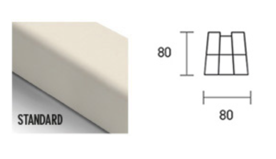 disegno tecnico supporto pavimento standard sezione 80x80 mm artiplastic