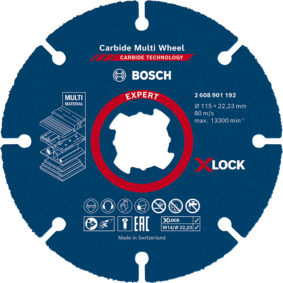 Disco da taglio X-LOCK EXPERT Carbide Multi Wheel 115 mm, 22,23 mm Bosch 2608901192 ufeff