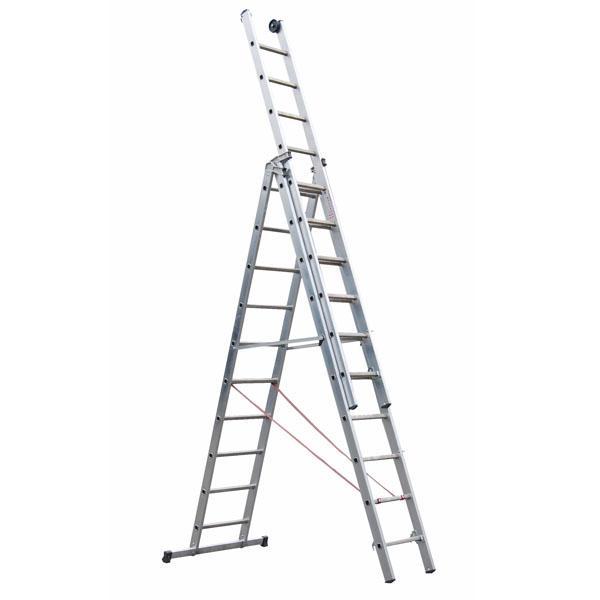 Scala 7+8+8 gradini alluminio professionale 3 tronchi 5,56mt Le Officine OFSCAAL556