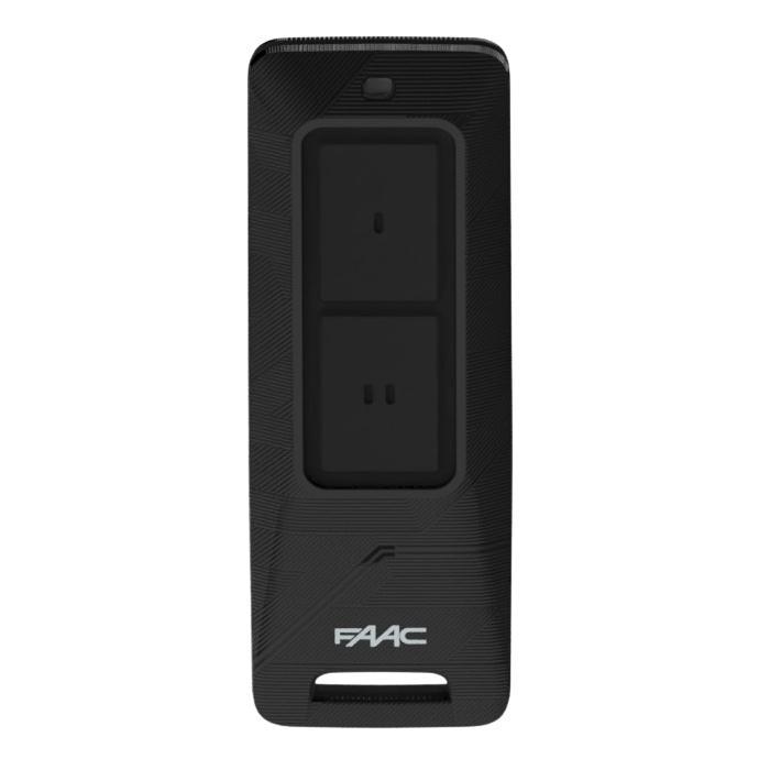 radiocomando nero per automazione cancelli FAAC XT2 FDS 433-868 MHz vista frontale
