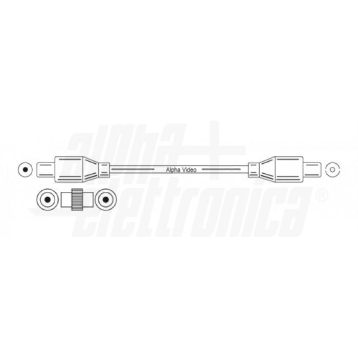 Cavo da spina TV a presa TV Coax D 9,5mm Con adattatore M/M Bianco 2m Alpha Elettronica 87-012W/02B