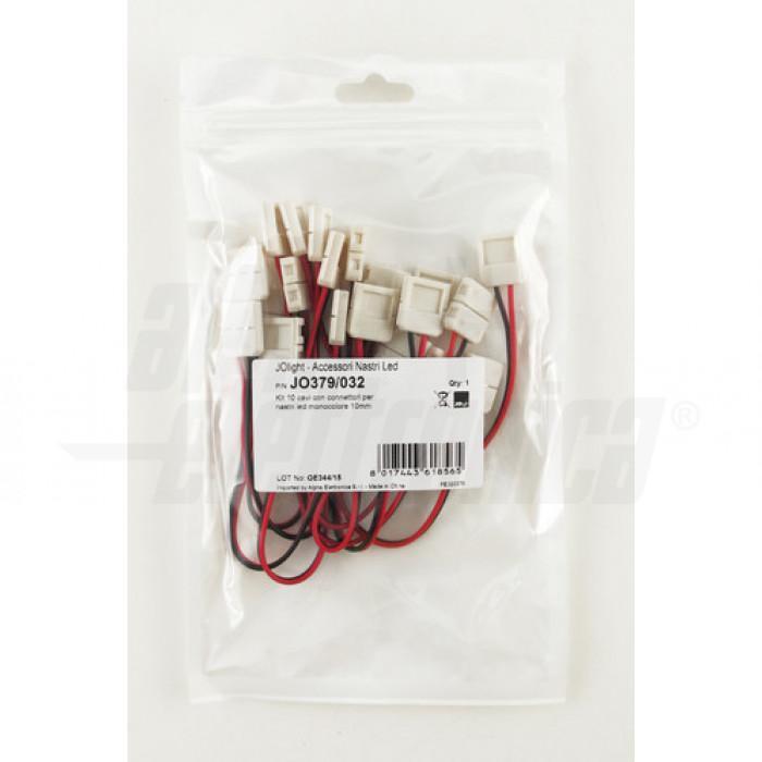 Kit di 10 cavi 15cm con connettori per nastri led monocolore 10mm Alpha Elettronica JO379/032