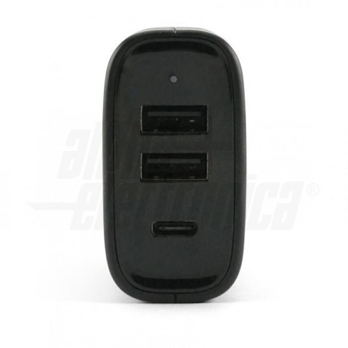 Caricatore USB 15W 2 porte tipo A e 1 tipo C Alpha Elettronica KD525