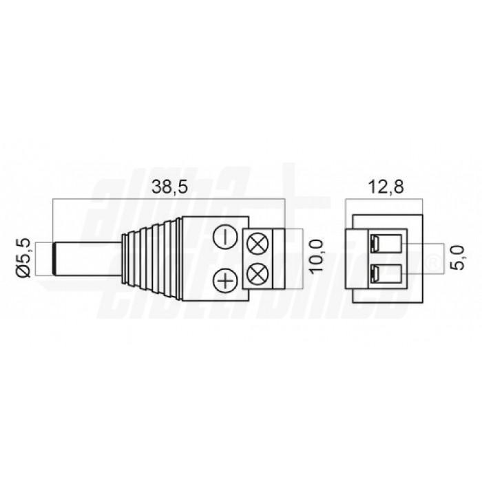 Adattatore da spina DC diametro 5,5 2,5mm a morsetto Alpha Elettronica 28-06