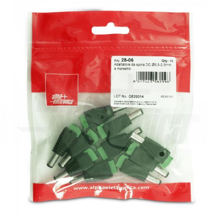 Adattatore da spina DC diametro 5,5 2,5mm a morsetto Alpha Elettronica 28-06