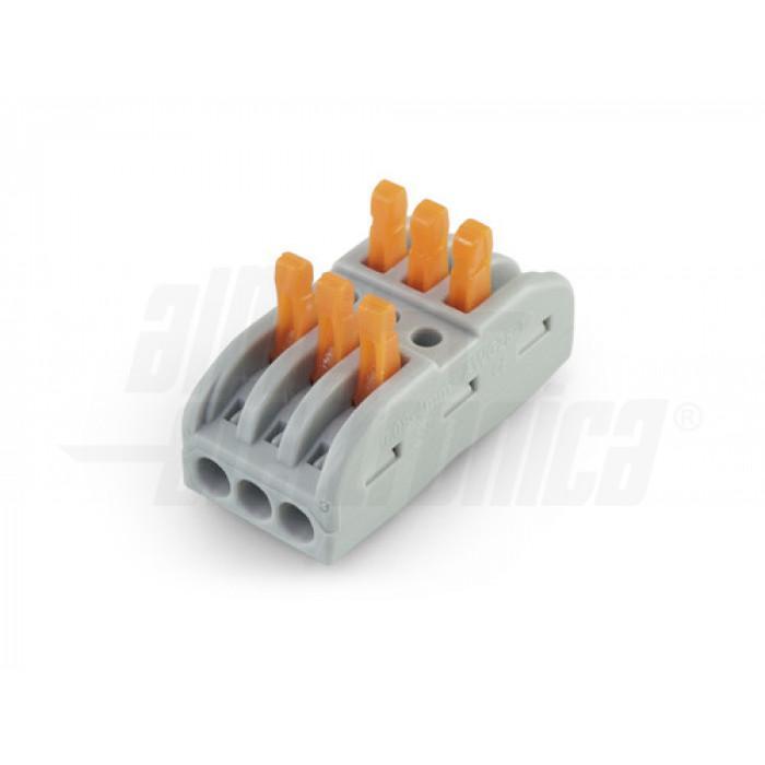 Connettore rapido serrafilo 3 poli passanti 6 morsetti Alpha Elettronica 542-23