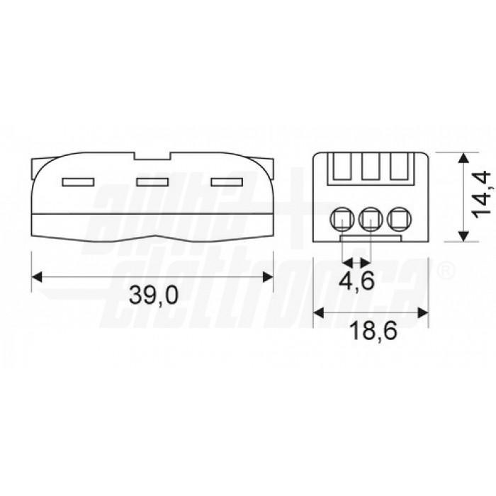 Connettore rapido serrafilo 3 poli passanti 6 morsetti Alpha Elettronica 542-23