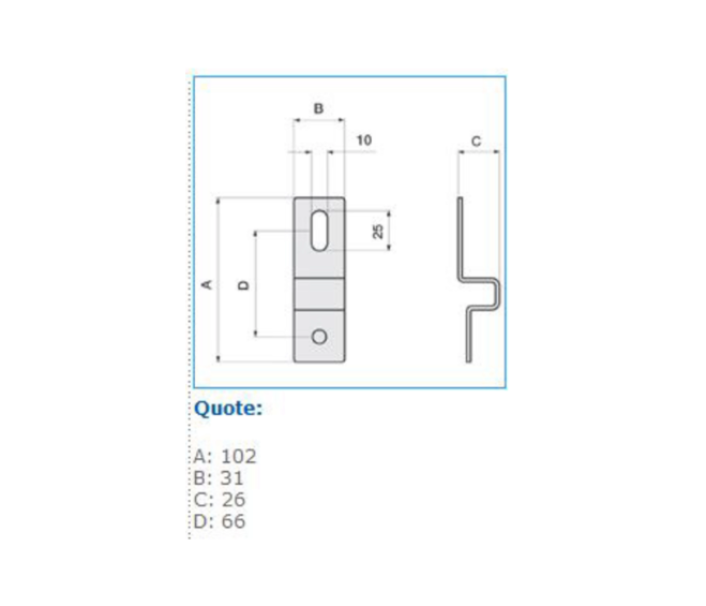 Staffa doppio isolamento in acciaio ST VTR per quadri Pedro VTR 01 - VTR Bocchiotti 07B04680