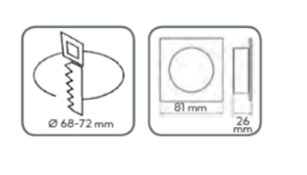 dettaglio portalampada quadrato bianco con sistema orientabile da incasso