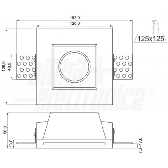 Base di supporto GU10 in gesso da incasso per lampade LED 120x120mm Alpha Elettronica 23-9-104