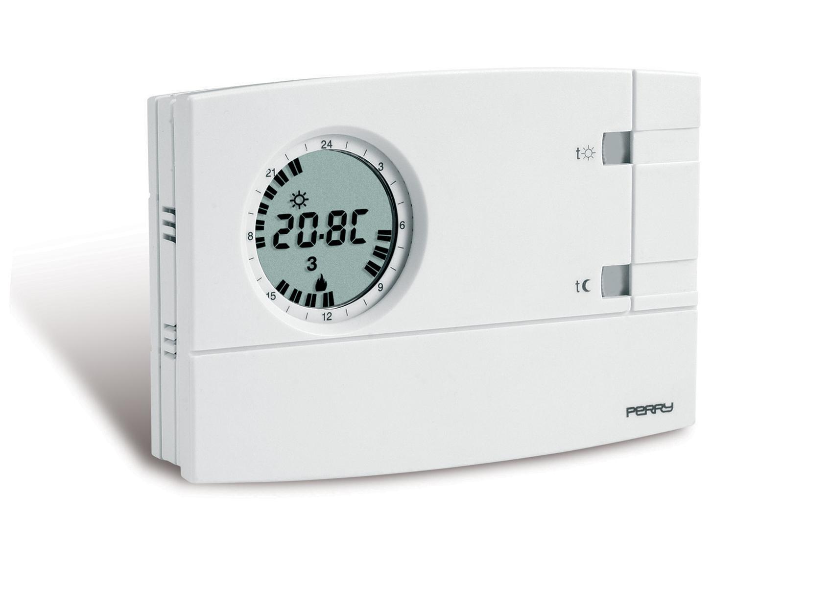 Cronotermostato analogico digitale settimanale 3V serie EASY colore bianco Perry Electric 1CRCR309/S