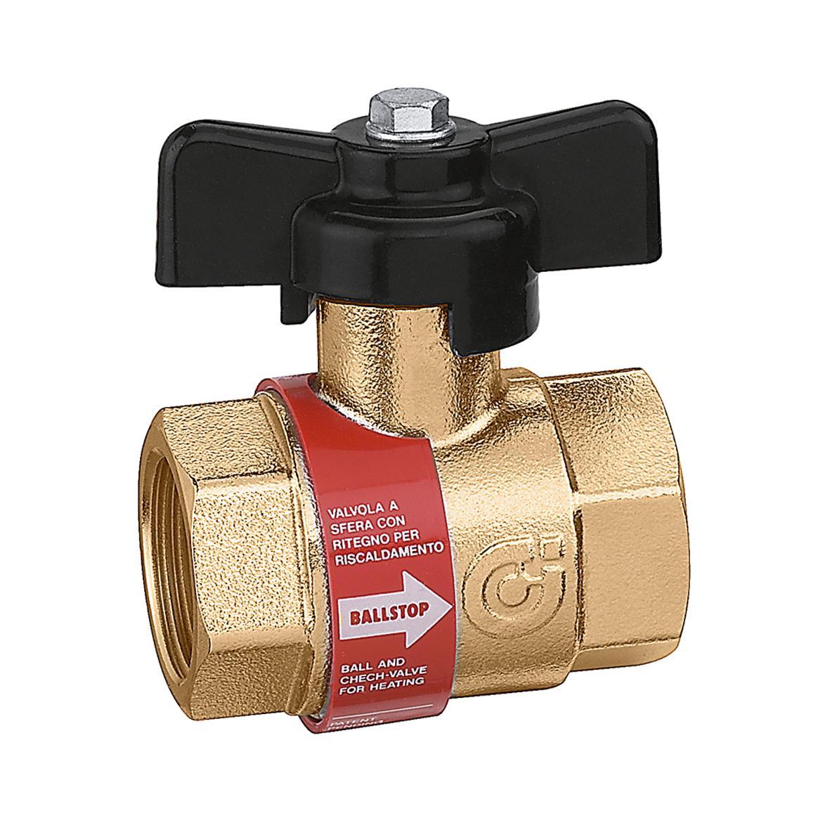 Valvola a sfera con ritegno incorporato 1 pollice per impianti di riscaldamento Caleffi 327600