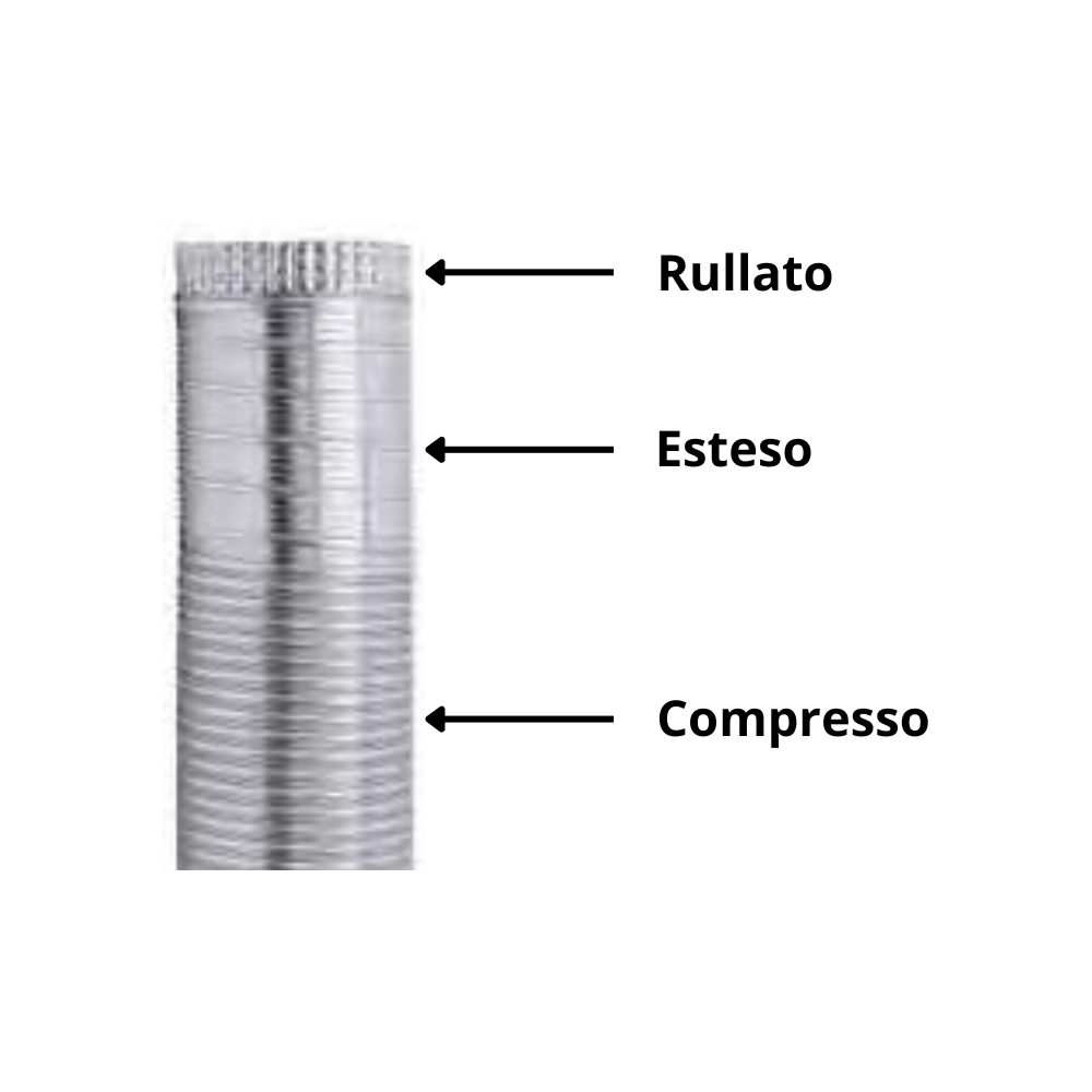Tubo flessibile in alluminio naturale DNu202f150 lunghezza estensibile da 0,85u202fM a 3u202fM Emiflex u202f0000150