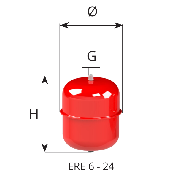 dimensioni vaso espansione CIMM modello ERE 6 24