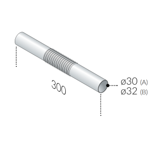 Tubo pieghevole rame cromato d.32 l.300mm scarico sifone 85.300.5