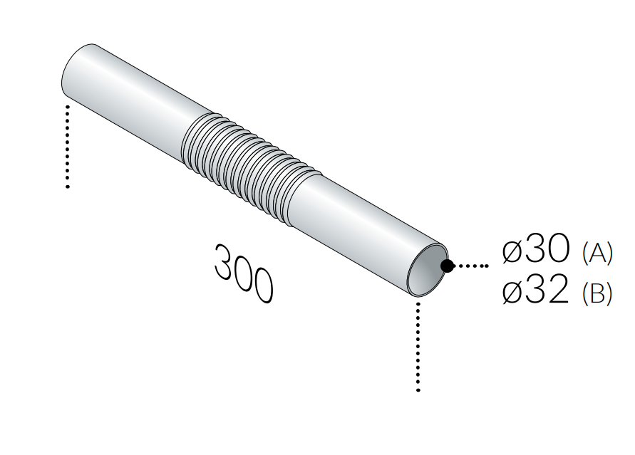 Tubo liscio pieghevole cromato diametro 32 mm lunghezza 300 mm OMP SPA