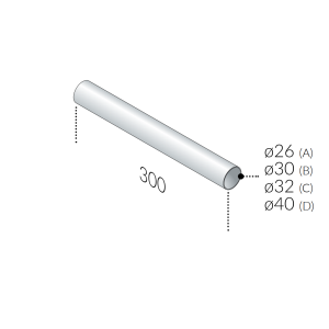 Tubo diritto ottone cromato ø30 mm 300 mm